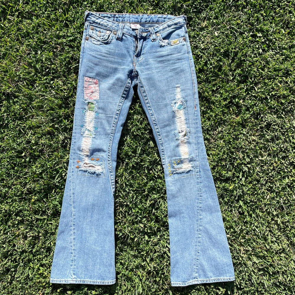 True religion woodstock patchwork flares